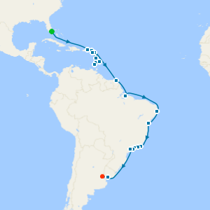 South America & Antarctica from Miami to Chile