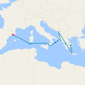 Mediterranean with Greece & Italy from Athens with 1nt Stay
