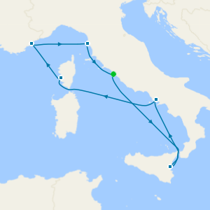 Sicily, Naples, Cannes Fly Cruise from Rome