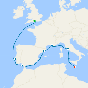 Spain, France & Italy from Southampton to Malta with Stay