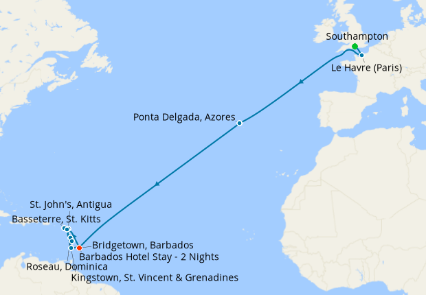 Grand Voyage from Southampton to Barbados with Stay, MSC Cruises, 20th