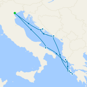 Italy, Greece and Croatia from Marghera (Venice)