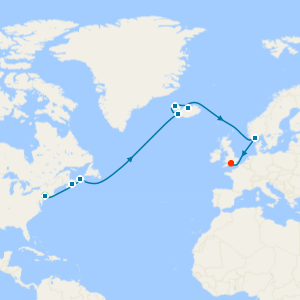 Iceland, Canada & Norway from New York to Southampton with Stay