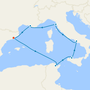 Spain, Tunisia, Italy & France from Barcelona with Stay