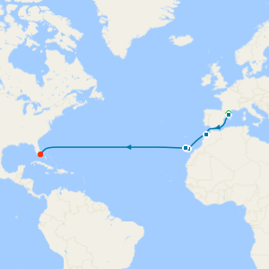 Spanish Isles & Transatlantic Miles from Barcelona with Stay