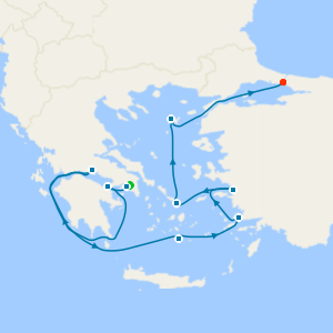 Aegean Sea Odyssey via the Corinth Canal from Athens Fly Cruise