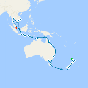 Grand New Zealand to Asia Medley from Auckland to Singapore