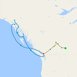 Rocky Mountaineer Discovery Tour & Alaska with Dawes Glacier from Vancouver