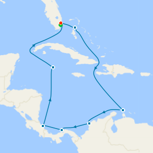 Costa Rica & Greater Antilles from Fort Lauderdale with Miami Beach Stay