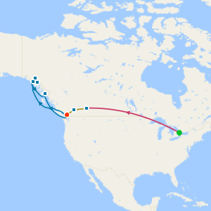 Toronto, Niagara Falls & Rocky Mountaineer from Banff to Vancouver & Alaska with Glacier Bay National Park from Vancouver