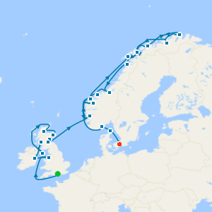 British Isles & Norway Intensive from Portsmouth to Copenhagen with Stay