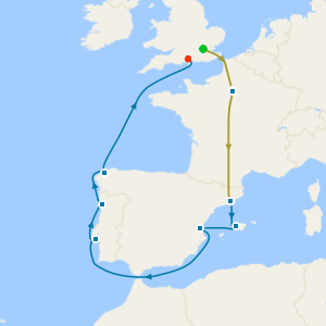 No Fly Spain & Portugal from Barcelona to Southampton with Paris and Barcelona Stays