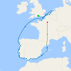 No Fly France, Spain & Portugal from Southampton to Barcelona with Paris Stay