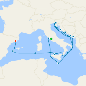 Spain, Italy and Adriatic from Civitavecchia with Rome & Barcelona Stay