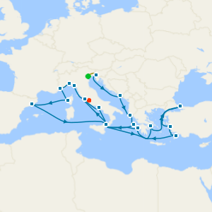 Mediterranean, Croatia, Greece & Turkey from Trieste with Venice and Rome Stays