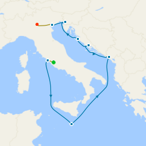 Lake Garda, Venice & Rome Stays with Croatia, Malta & Montenegro from Civitavecchia