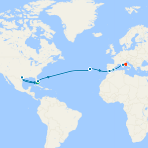 Western Mediterranean Passage to Southampton from Ft. Lauderdale with Miami Beach Stay