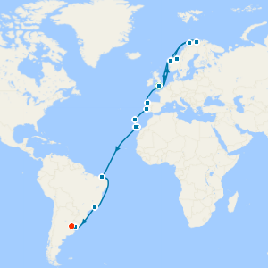 Northern Lights & South America Grand Adventure from Southampton to Buenos Aires with Stay