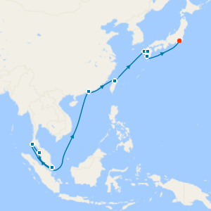 Singapore, Malaysia, Thailand, Hong Kong & Japan to Tokyo with Stay