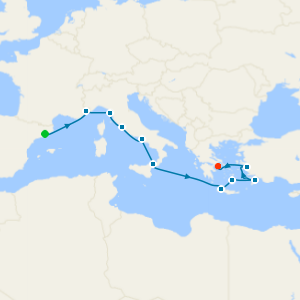 Mediterranean Splendor: Amalfi Coast and Ancient Ruins cruise from Barcelona to Piraeus (Athens)