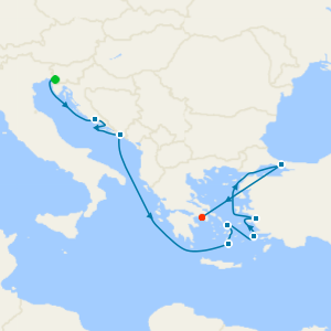 Mediterranean Splendor: Dubrovnik Evening Stay cruise from Trieste (Venice) to Piraeus (Athens)