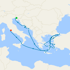 Dubrovnik, Istanbul and Greek Isles cruise from Trieste (Venice) to Civitavecchia (Rome)