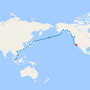 Singapore & Japan to Alaska & Los Angeles with 1 Nt Stay