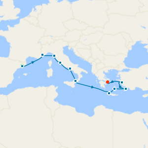 Mediterranean Splendor: Amalfi Coast & Ancient Ruins from Barcelona with Stay