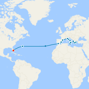 Mediterranean Crossing: Rome, Andalusia & Bermuda with Athens and Miami Beach Stays