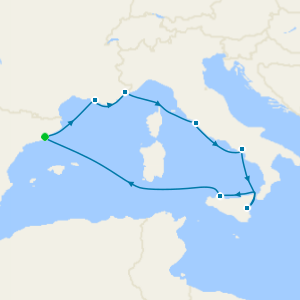 French Riviera, Rome, Amalfi & Sicily Fly Cruise from Barcelona