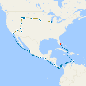 Chicago to Los Angeles Coach Tour with Panama Canal from Los Angeles to Fort Lauderdale Voyage