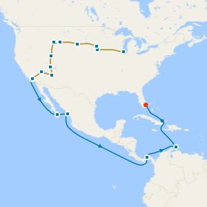 Chicago to Los Angeles Coach Tour with Panama Canal & Pacific Coast Voyage from Los Angeles to Fort Lauderdale