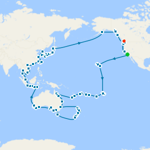 2028 World Cruise: Legends of the Pacific from Los Angeles to Vancouver