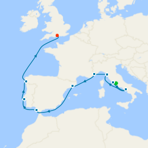 Italy, France, Spain & Portugal from Rome to Southampton with Stay