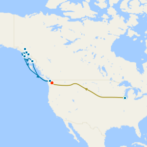Chicago, U.S Rockies By Rail & Alaska with Dawes Glacier from Seattle