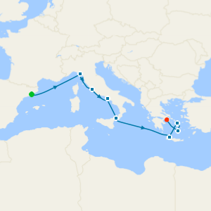 Italy and Greece cruise from Barcelona to Piraeus (Athens)