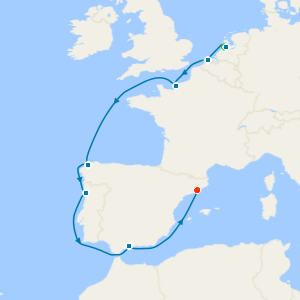 France, Spain & Portugal with Amsterdam and Barcelona Stays