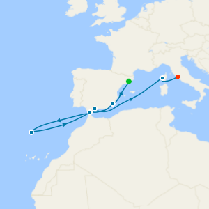 Spain and Portugal cruise from Barcelona to Civitavecchia (Rome)