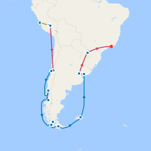 Ultimate South America with Machu Picchu, Iguazu Falls, Rio & Chilean Fjords & Glaciers from San Antonio