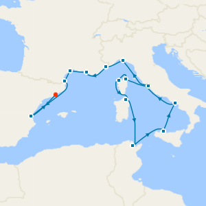 France, Italy, Tunisia, Monaco & Spain from Civitavecchia (Rome)
