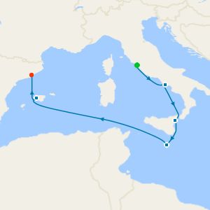 A Journey From the Eternal City to Catalan Shores from Civitavecchia (Rome)