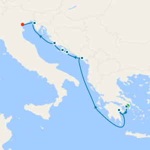 Greece, Italy, Montenegro, Croatia & Slovenia from Athens (Piraeus) with 1nt Luxury Stay 