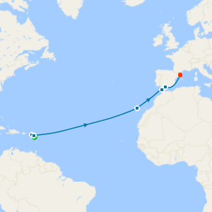 Guadeloupe to Barcelona