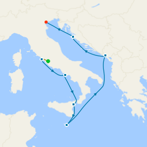 Croatia, Malta & Italy from Civitavecchia (Rome) with 1nt Stay 