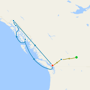 Rocky Mountaineer from Banff to Vancouver & Alaska with Dawes Glacier from Vancouver