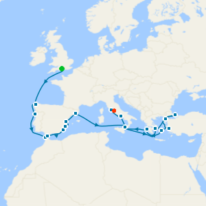 Mediterranean & Greek Islands from Southampton to Civitavecchia with Rome Stay