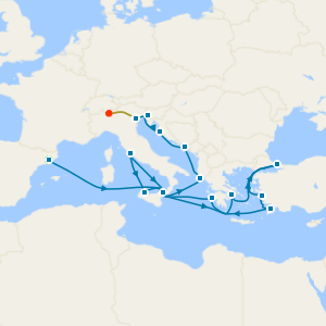 Mediterranean, Greek Islands & Adriatic with Barcelona, Venice and Lake Como Stays