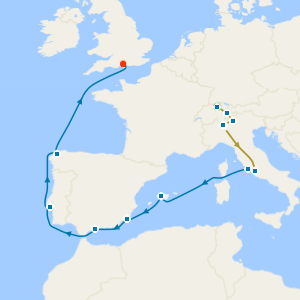 Swiss & Italian Rail Adventure inc. Bernina Express Train & Lake Como with Italy, Spain & Portugal from Civitavecchia