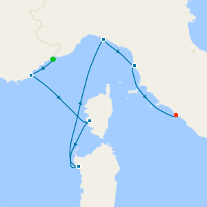 Western Mediterranean from Monaco to Rome