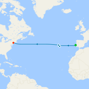 Crossing Atlantic from Lisbon to New York City